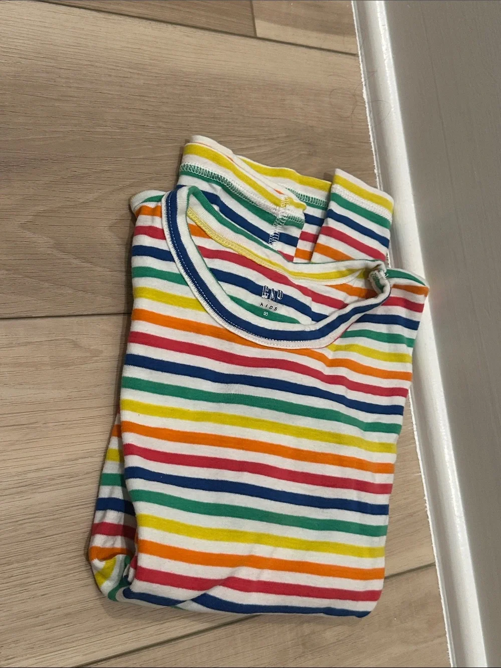 EUC Gap Kids Rainbow Stripe Pajama Set - Short Sleeve Top & Leggings Size 14